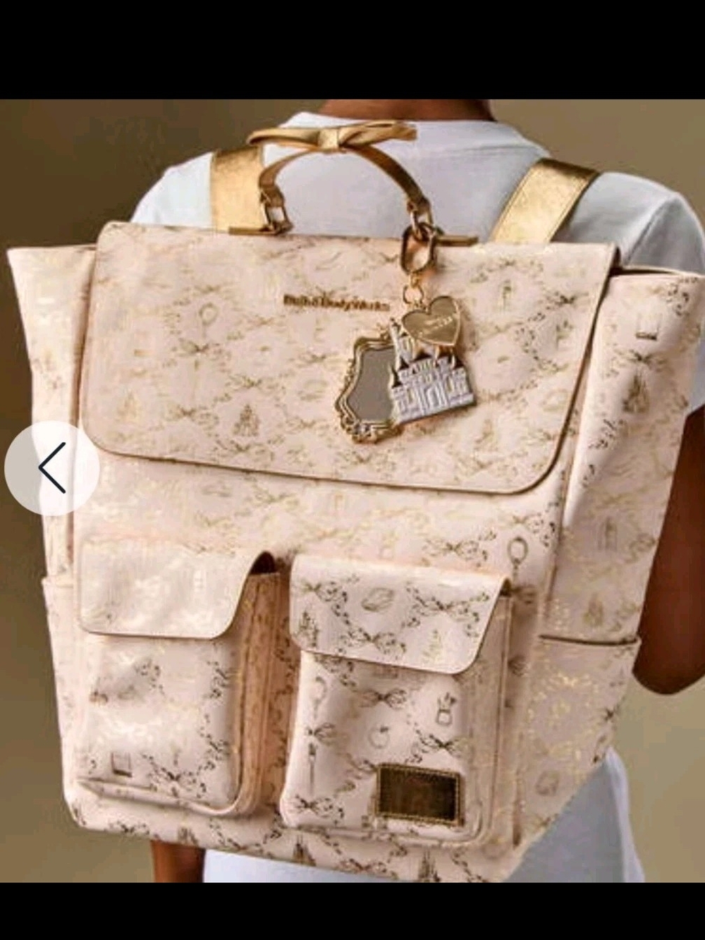 Bath & Body Works Cream Backpack with Gold Accents
